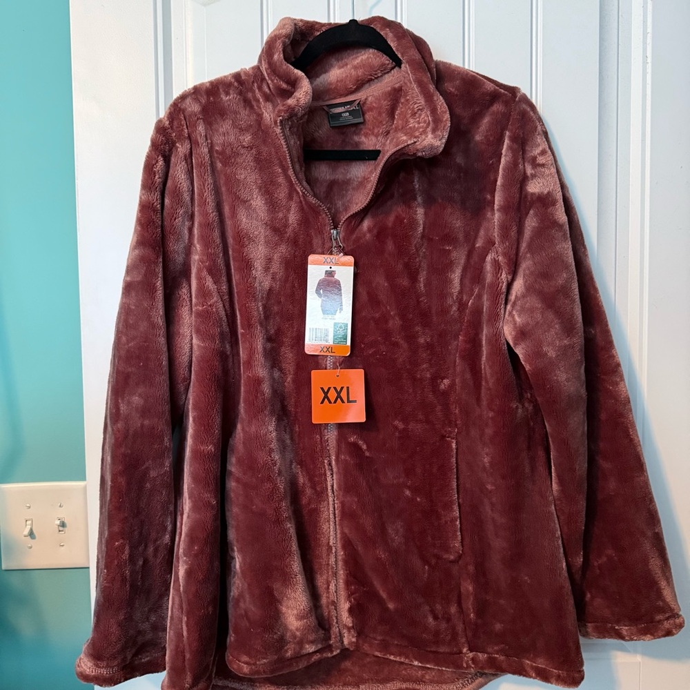 NEW 32 Degrees HEAT Women's Teddy Jacket XXL chocolate brown